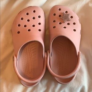 Light pink crocs size 7 with pink star jibbitz